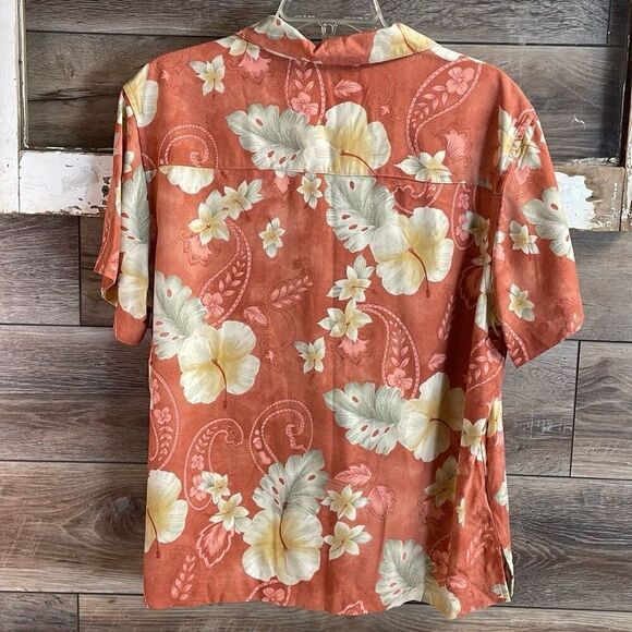 CARIBBEAN JOE Mens Tropical Floral Rayon Button Up Short Sleeve Dress Shirt  XL - Picture 4 of 5